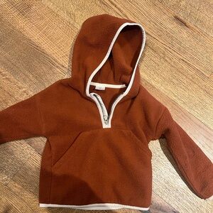 Kids Rust Brown Hooded Fleece Pullover